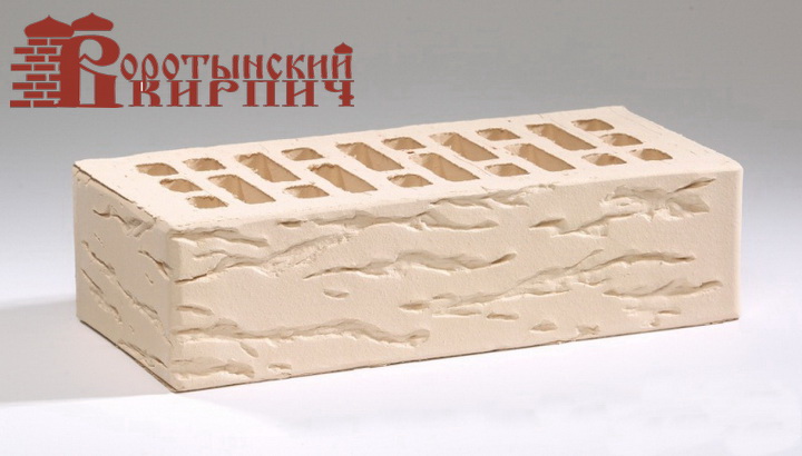 Кирпич керамический Белый жемчуг «Руст» 1 НФ (утолщенная лицевая стенка 20 мм) 1